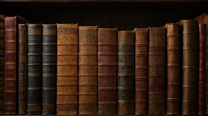 Photo of a vintage bookshelf with a row of antique books