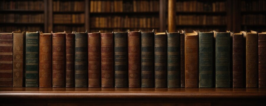 Photo of a neat arrangement of books on a rustic wooden shelf