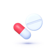 Pill 3d, great design for any purposes. Pharmacy icon. Vector graphic illustration