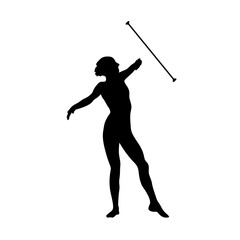Silhouette of a person twirling a baton