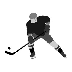 Vector illustration of a person playing ice hockey