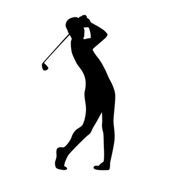 Silhouette of a person playing golf