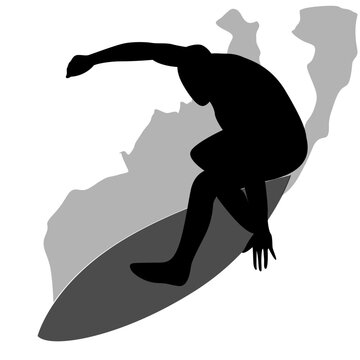 Silhouette of a person surfing