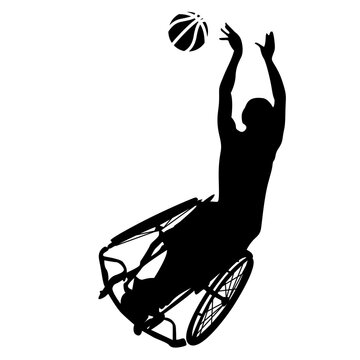 Silhouette of a wheelchair basketball player