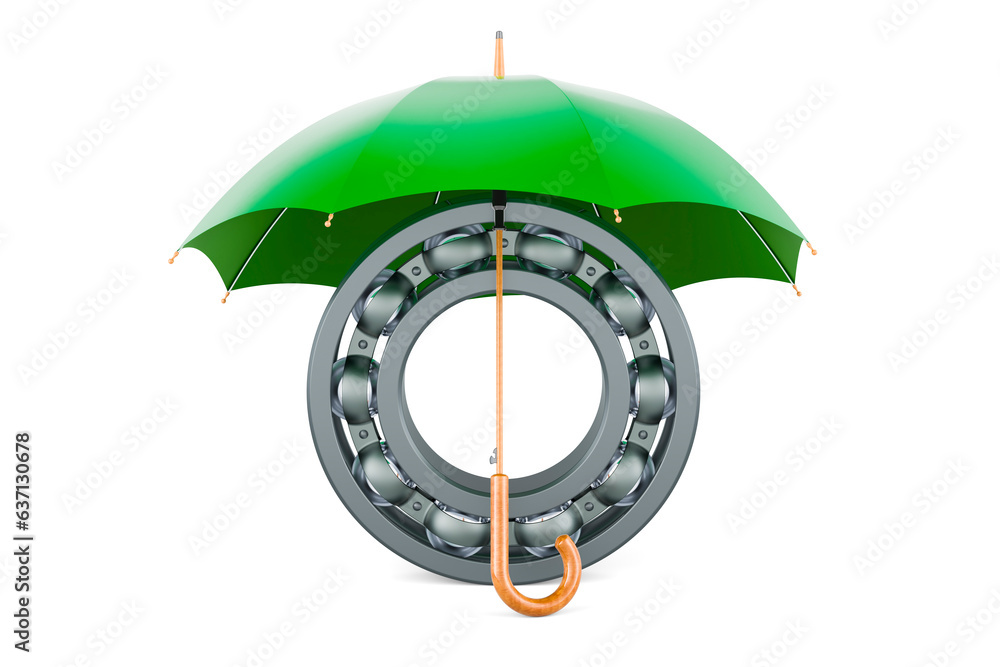 Poster Ball bearing under umbrella, 3D rendering