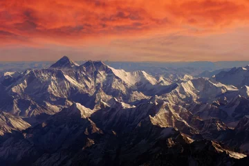 Papier Peint photo Lhotse Aerial view of Everest, Manaslu, Lhotse