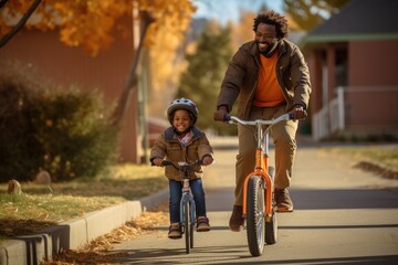 Tranquil Bike Riding Mastery: Parent's Support in Teaching Child