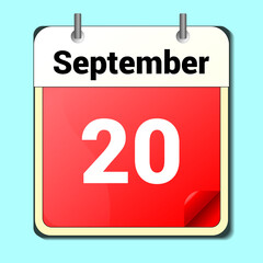 day on the calendar, vector image format, September 20
