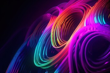 Abstract neon wave background. Generative AI