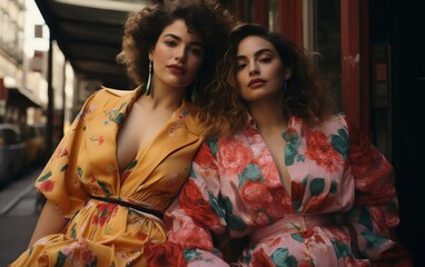 Fototapeta premium Two confident diverse plus size woman.