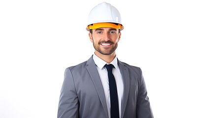 portrait of a smiling architect isolated on white background