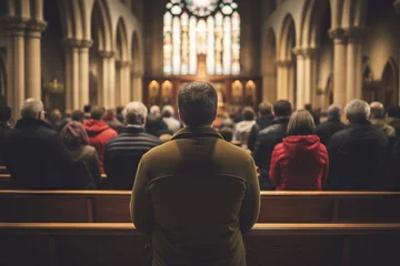 Photo sur Plexiglas Coloré serene moments of faith and reflection in church, Generative AI