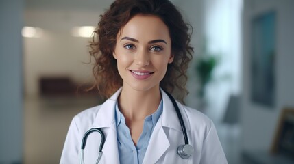 portrait of a smiling female doctor in hospital