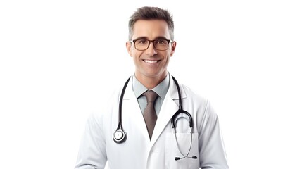 Fototapeta premium portrait of a handsome doctor isolated on white background