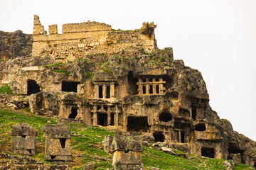 Rock tombs of ancient city Tlos in Turkey