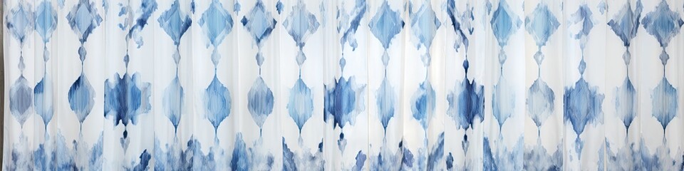 blue and grey ikat pattern for curtains Generative AI