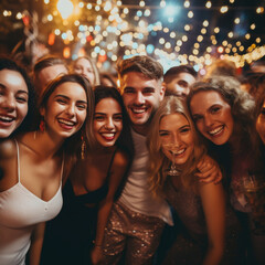 Obraz premium group of people dancing in nightclub