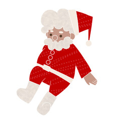 座っているサンタクロース　クリスマスカラー