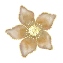 golden watercolor flower. luxury flower decoration 