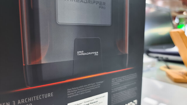 AMD Ryzen Threadripper Pro 5975WX, 32 Cores 64 Threads, AMD "Zen 3" Core Architecture" sTR4 socket, is 2nd world's largest chip manufacturer, in Dubai, United Arab Emirates-August 21, 2023
