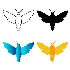 Abstract Flat Moth Insect Silhouette Illustration