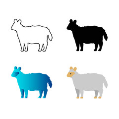 Abstract Flat Sheep Animal Silhouette Illustration