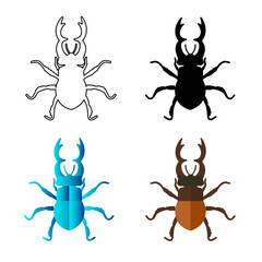 Abstract Flat Stag Beetle Insect Silhouette Illustration
