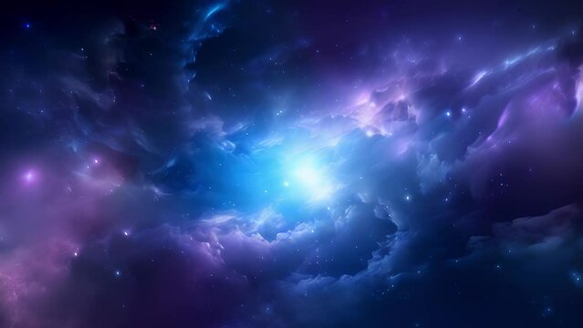 A glorious aurora of crystalblue particles bathes the night sky bursting from a deep magenta nebula in bright flashes of light. The electricblue plasma dances delicately a the 