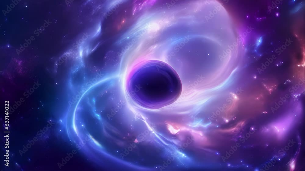 Poster a galactic spiral of stars slowly revolving in a mesmerizing pattern with a gradient of shimmering b