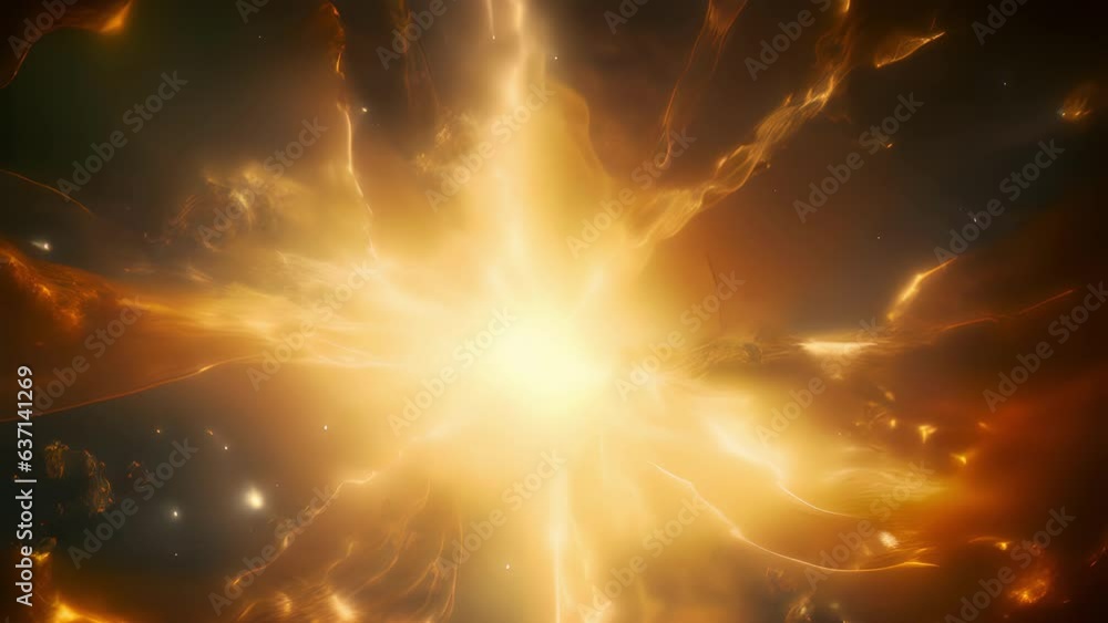 Poster brilliant streaks of yellow and orange lights that seem to be created by the reactivity of cosmic ra