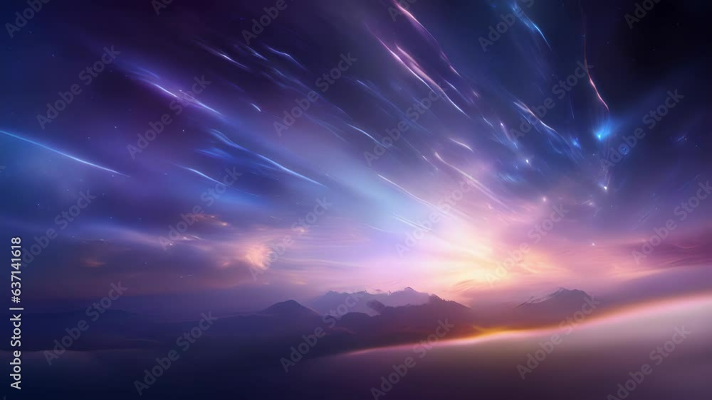 Poster in a hazy band of clouds a cloud of cosmic rays makes its way through the starry night glowing in sh