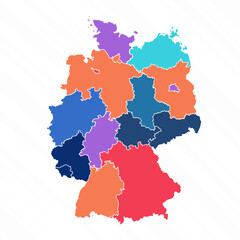 Multicolor Map of Germany With Provinces