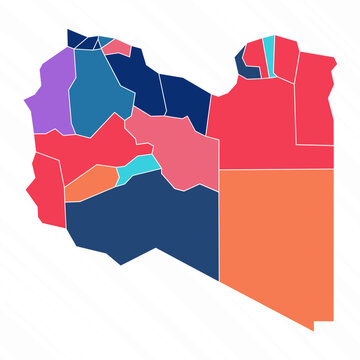 recommend clip art: Multicolor Map of Libya With Provinces