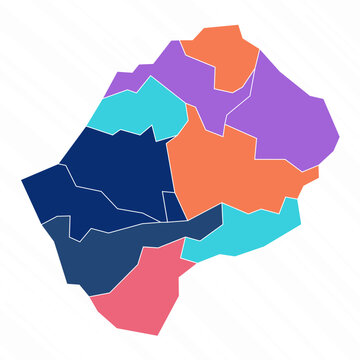 recommend clip art: Multicolor Map of Lesotho With Provinces