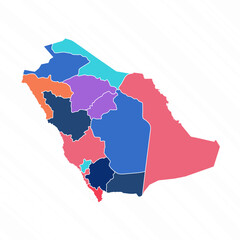 Multicolor Map of Saudi Arabia With Provinces