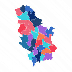 Multicolor Map of Serbia With Provinces