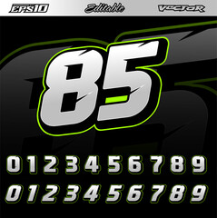 Automotive racing sport number text effect