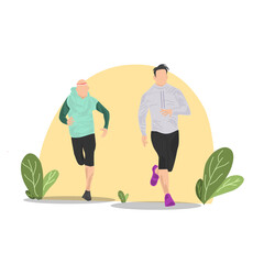 Fototapeta na wymiar Illustration vector graphic of 2 people who are doing running sports