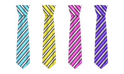 Vector coloured ties collection on white background