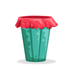 Vector illustration of trash bin on white background