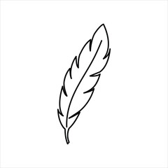 Feather icon on white background. Vector flat illustration on white background..eps