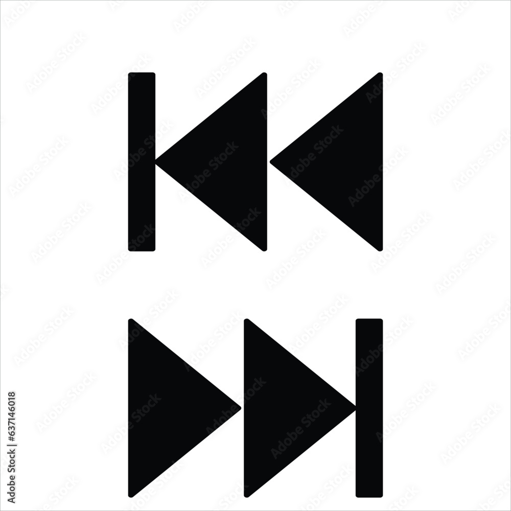 Poster rewind and fast forward button vector icons flat illustration on white background