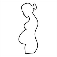 Woman Pregnant, silhouette icon.flat illustration on white background.