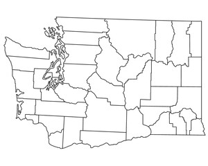 High detailed illustration map - Washington state with County