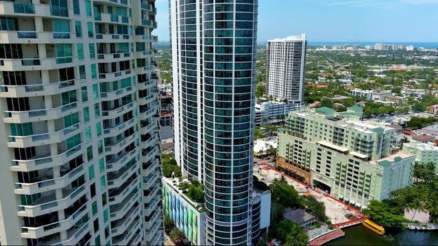 Buildg Drop Aerial Riverwalk FLL Downtown