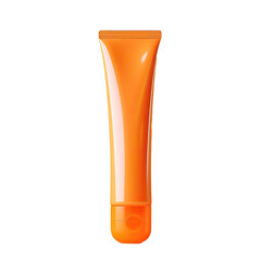 Isolated orange tube for cosmetics on transparent background