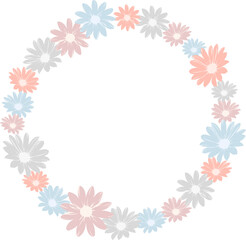 マーガレットの花の円形フレーム シックカラー