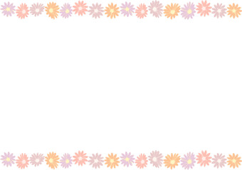 マーガレットの花の上下フレーム、背景 ピンク系
