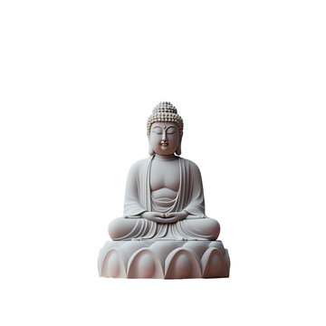 Grey Buddha statue on transparent background