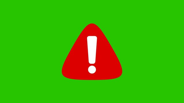 warning icon animation on green background.